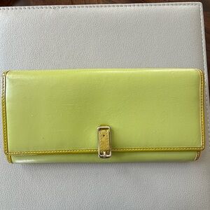 Coach Lime Green Wallet Olive Trim Nickel Hardware